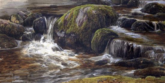 George Weissen Landscape with stream and a woodland scene signed Johnson 25 x 50cm. & 35 x 52cm.